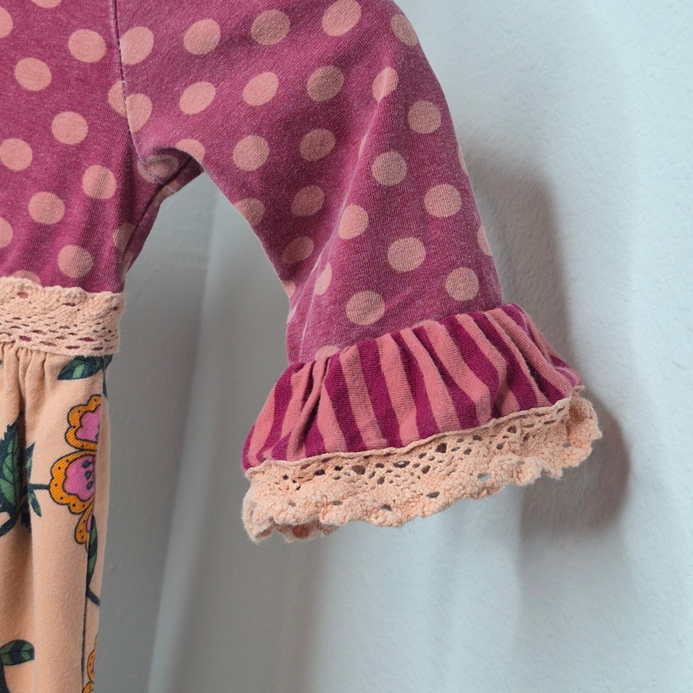 Matilda‎ Jane Girls Polka Dot Floral Be Clever Dress 3/4 Sleeve Crochet Size 4 - Picture 3 of 7